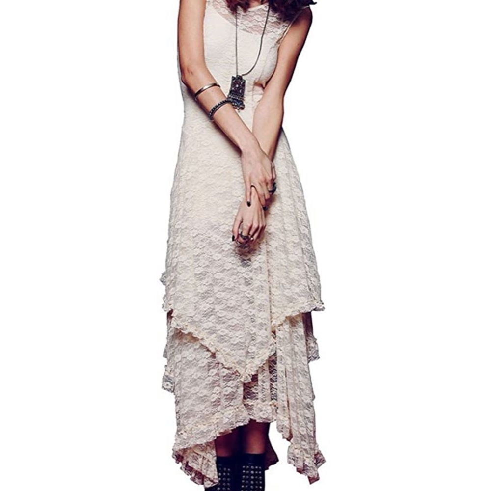 R.Vivimos Sleeveless Backless Layered Lace Dress